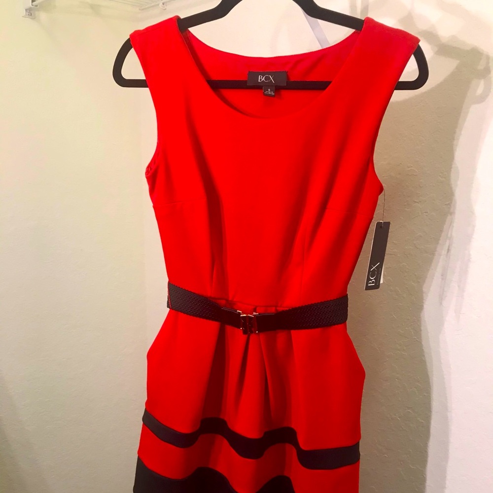 Red and black mini dress
